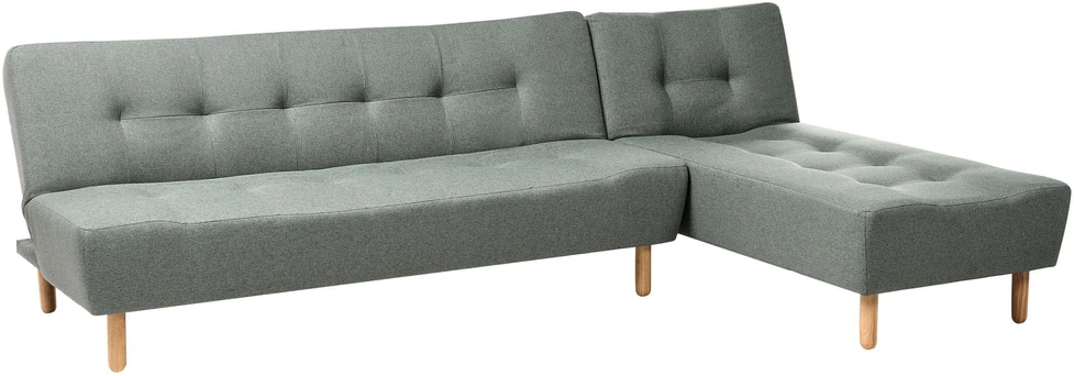 Beliani Modulinė išskleidžiama kampinė sofa 4 asmenims ALSTEN žalia, dešininė