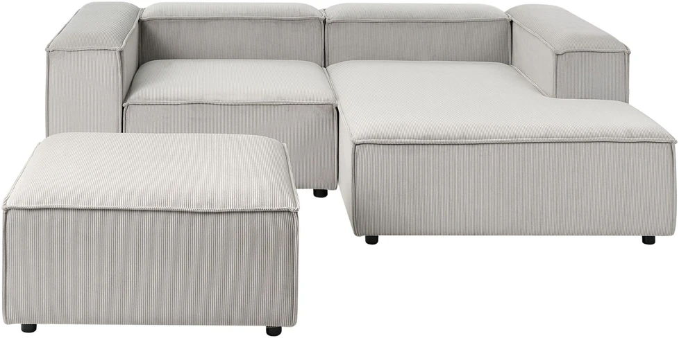 Beliani Modulinė kampinė sofa 2 asmenims ARDAL su otomane, velvetas, smėlio ir pilkšva, kairinė