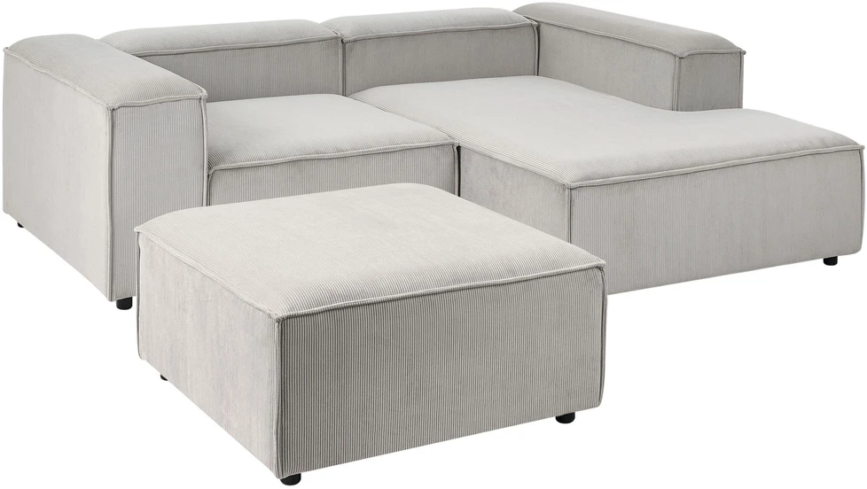 Beliani Modulinė kampinė sofa 2 asmenims ARDAL su otomane, velvetas, smėlio ir pilkšva, kairinė