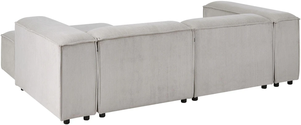 Beliani Modulinė kampinė sofa 2 asmenims ARDAL su otomane, velvetas, smėlio ir pilkšva, kairinė