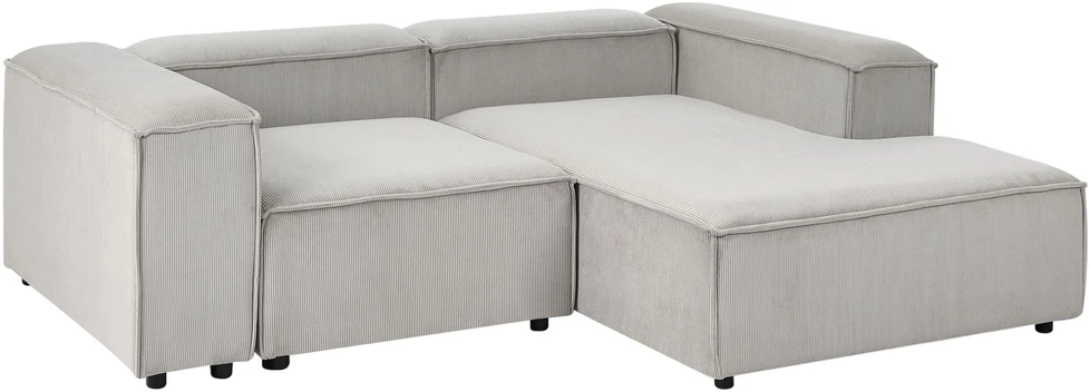 Beliani Modulinė kampinė sofa 2 asmenims ARDAL su otomane, velvetas, smėlio ir pilkšva, kairinė