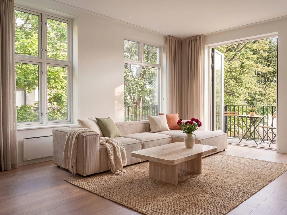 Beliani Modulinė kampinė sofa 4 asmenims ARDAL dešininė, šviesiai ruda, velvetas