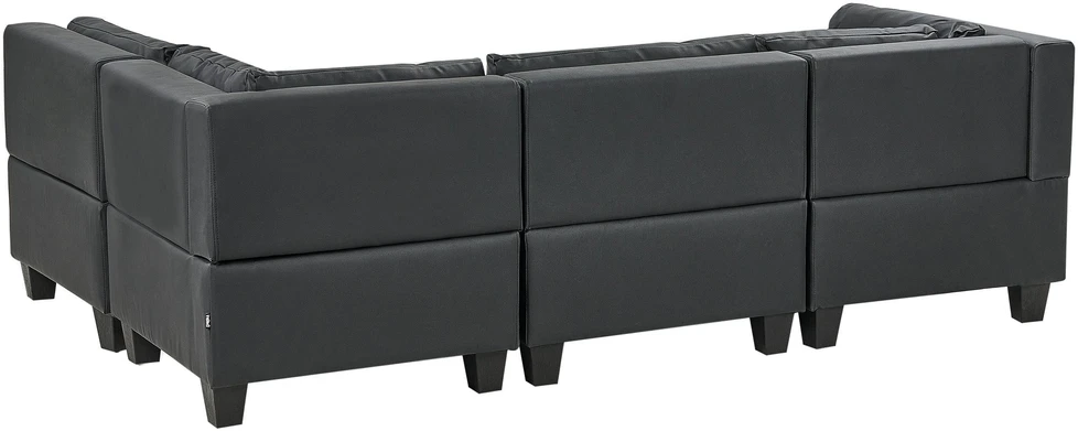 Beliani Modulinė kampinė sofa 4 asmenims UNSTAD kairinė juoda ekologiška oda