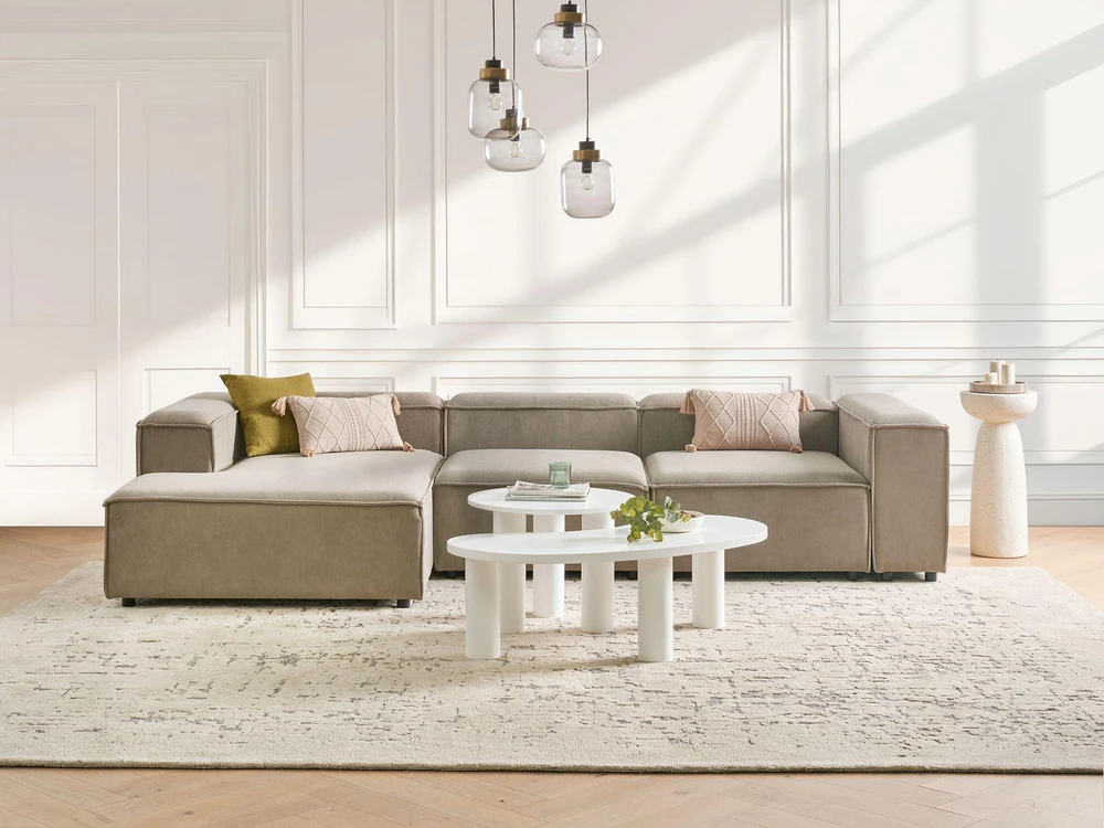 Beliani Modulinė kampinė sofa 4 asmenims ARDAL dešininė, šviesiai ruda, velvetas
