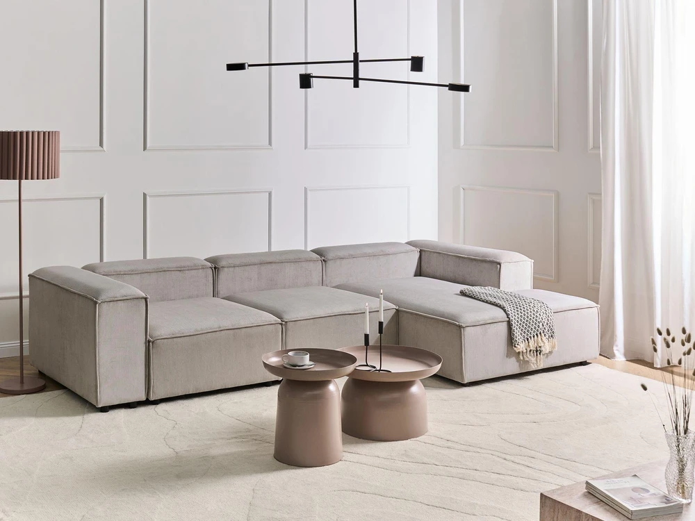 Beliani Modulinė kampinė sofa 4 asmenims ARDAL, velvetinė, smėlio ir pilkos spalvos, kairinė