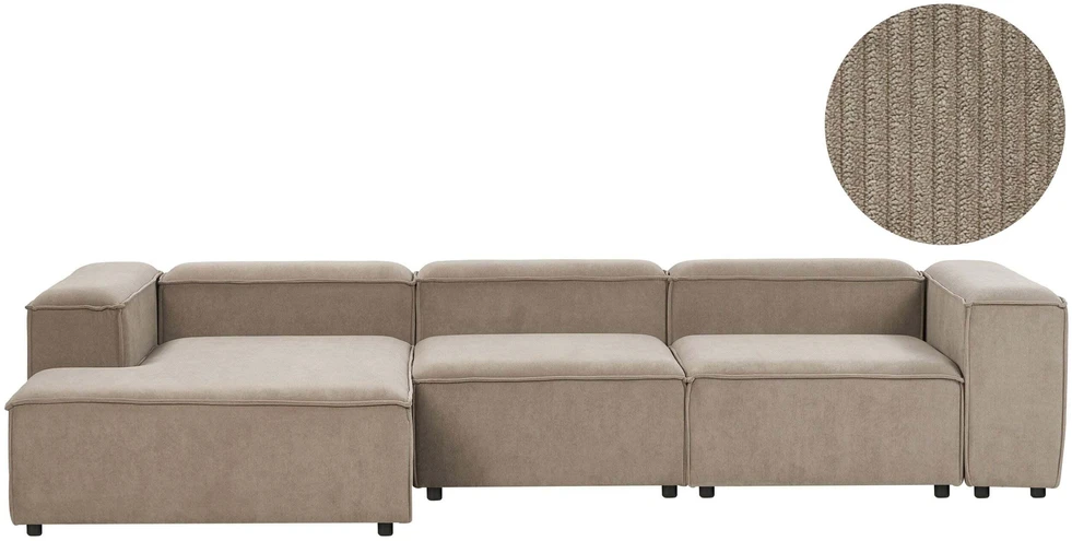 Beliani Modulinė kampinė sofa 4 asmenims ARDAL dešininė, šviesiai ruda, velvetas