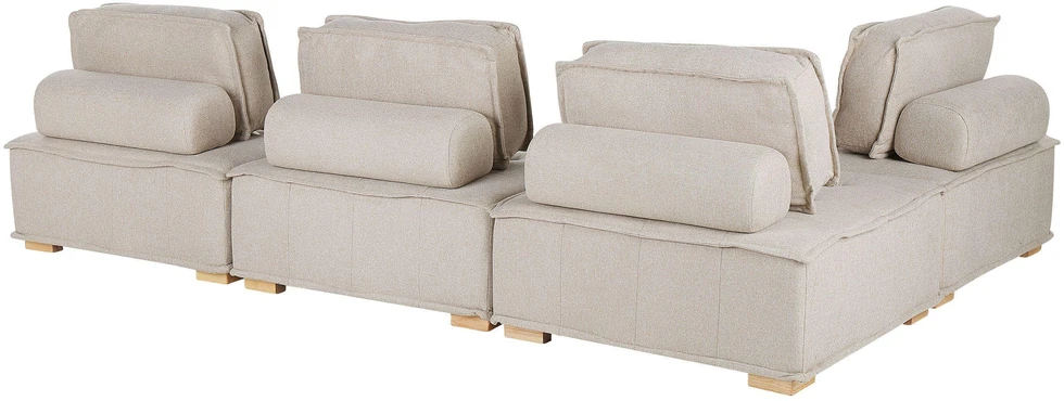 Beliani Modulinė kampinė sofa 4 asmenims TIBRO, dešininė, šviesi smėlio spalva