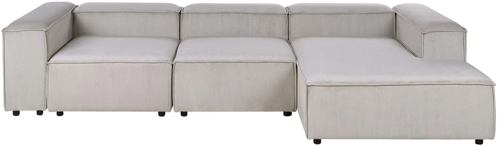 Beliani Modulinė kampinė sofa 4 asmenims ARDAL, velvetinė, smėlio ir pilkos spalvos, kairinė