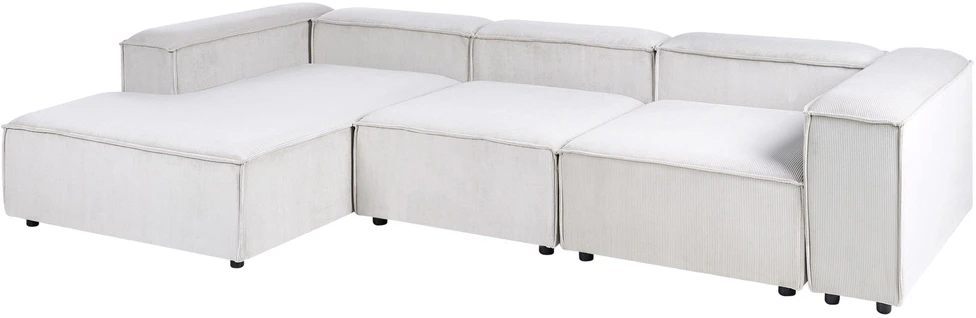 Beliani Modulinė kampinė sofa 4 asmenims ARDAL dešininė, kreminės baltos spalvos, velvetas
