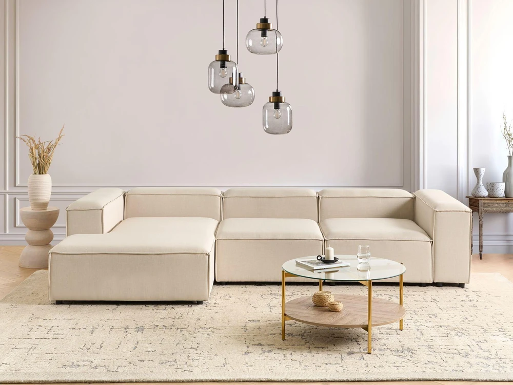 Beliani Modulinė kampinė sofa 4 asmenims ARDAL, smėlio spalvos, dešininė