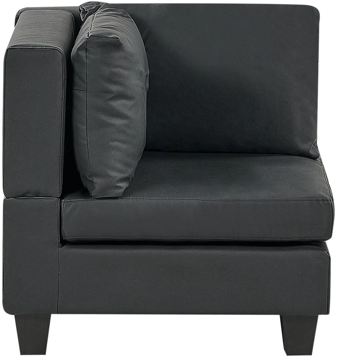 Beliani Modulinė kampinė sofa 4 asmenims UNSTAD kairinė juoda ekologiška oda