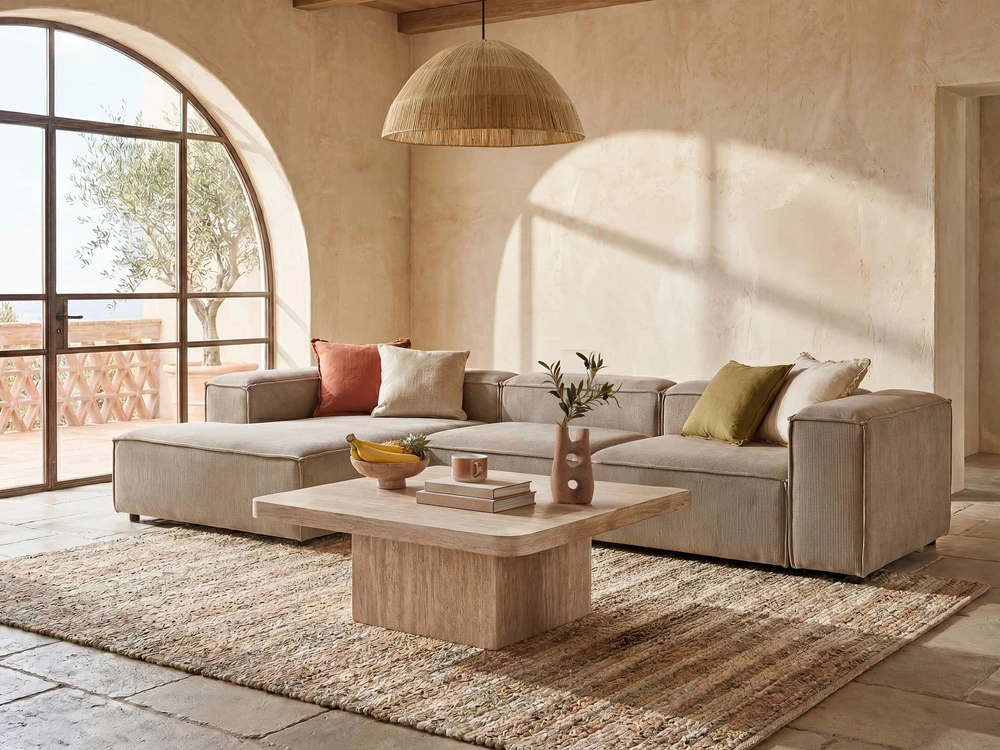 Beliani Modulinė kampinė sofa 4 asmenims ARDAL dešininė, šviesiai ruda, velvetas