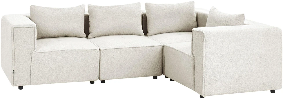 Beliani Modulinė kampinė sofa 4 asmenims AXEBO Kairinė, balta, Boucle audinys