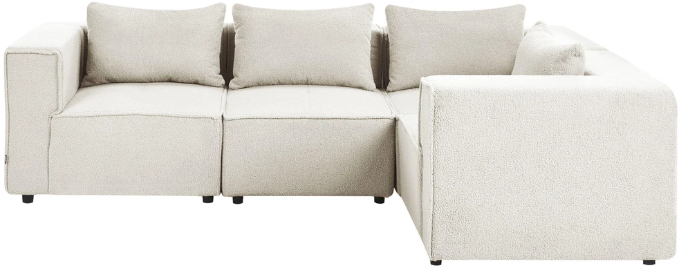Beliani Modulinė kampinė sofa 4 asmenims AXEBO Kairinė, balta, Boucle audinys