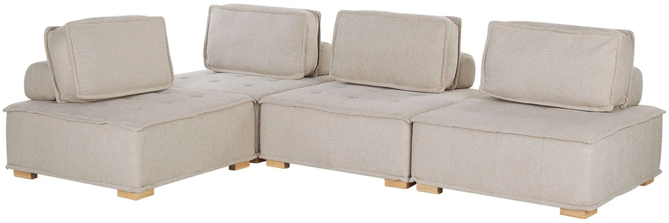 Beliani Modulinė kampinė sofa 4 asmenims TIBRO, dešininė, šviesi smėlio spalva