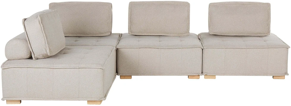 Beliani Modulinė kampinė sofa 4 asmenims TIBRO, dešininė, šviesi smėlio spalva