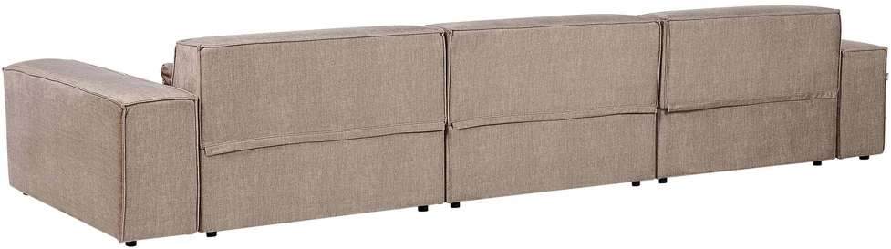 Beliani Modulinė kampinė sofa 4 asmenims HELLNAR su otomana, šviesiai ruda, kairinė