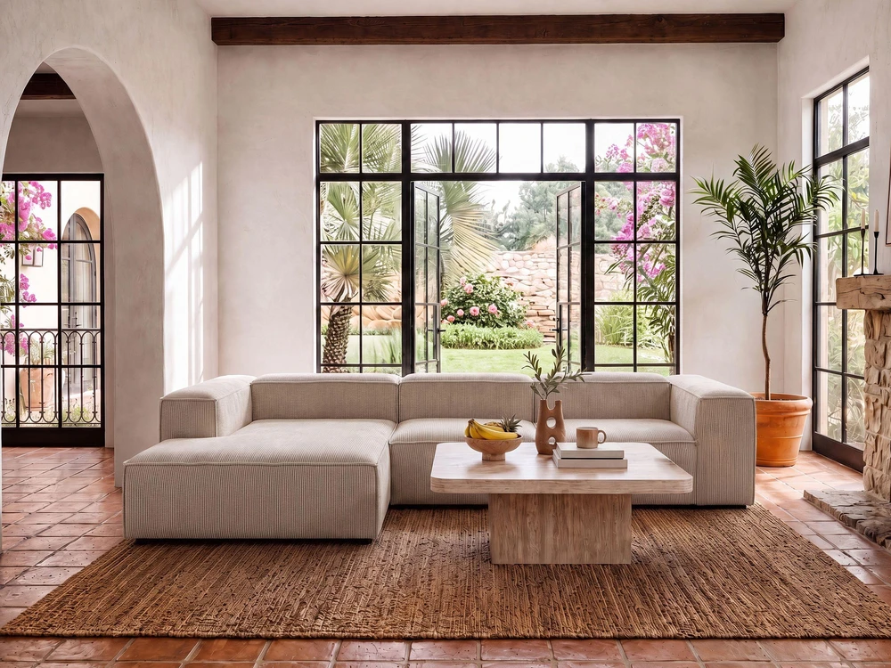Beliani Modulinė kampinė sofa 4 asmenims ARDAL dešininė, šviesiai ruda, velvetas