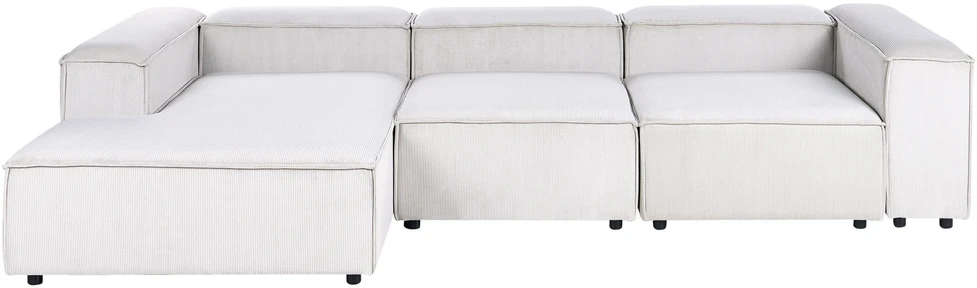 Beliani Modulinė kampinė sofa 4 asmenims ARDAL dešininė, kreminės baltos spalvos, velvetas