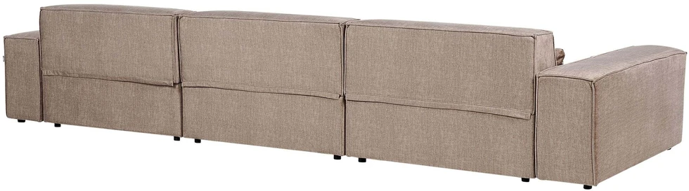 Beliani Modulinė kampinė sofa 4 asmenims „HELLNAR“ su otomana, šviesiai ruda, dešininė