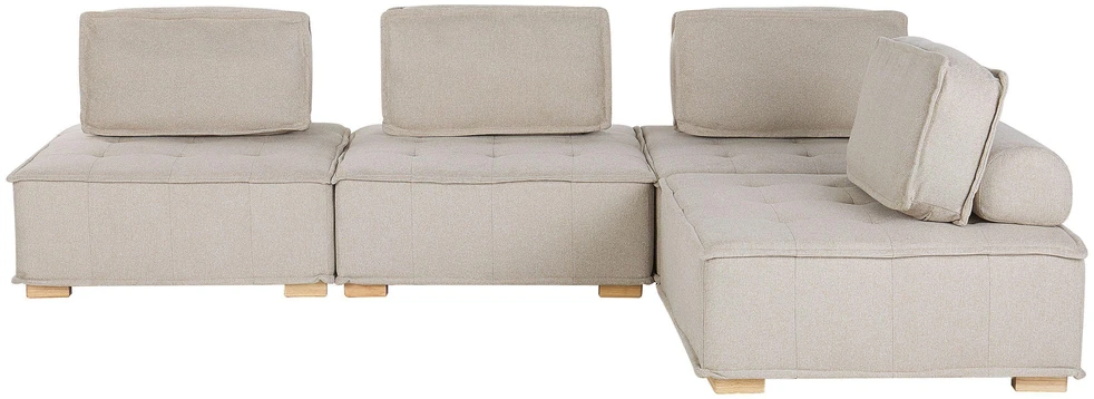 Beliani Modulinė kampinė sofa 4 asmenims TIBRO, dešininė, šviesi smėlio spalva