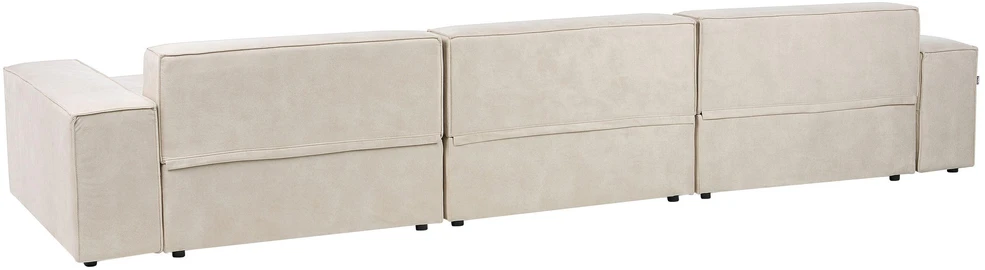 Beliani Modulinė kampinė sofa 4 asmenims HELLNAR, veliūras, šviesiai smėlio spalvos, kairinė