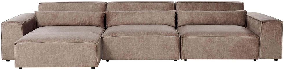 Beliani Modulinė kampinė sofa 4 žmonėms HELLNAR, šviesiai ruda, dešininė