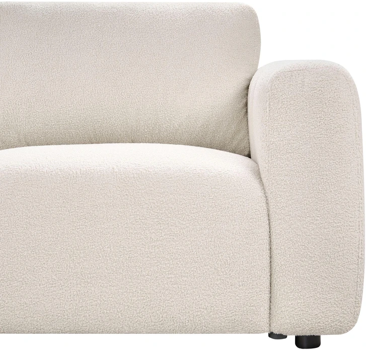 Beliani Modulinė kampinė sofa 5 asmenims „KIVVIK“ su pufu, „Bouclé“, balkšva, kairinė