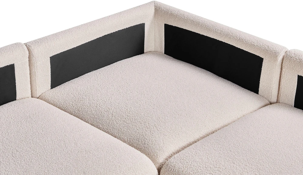 Beliani Modulinė kampinė sofa 5 asmenims MESNALI, buklė, balkšva, kairinė