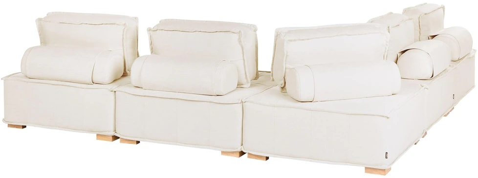 Beliani Modulinė kampinė sofa 5 asmenims TIBRO, balkšva, dešininė