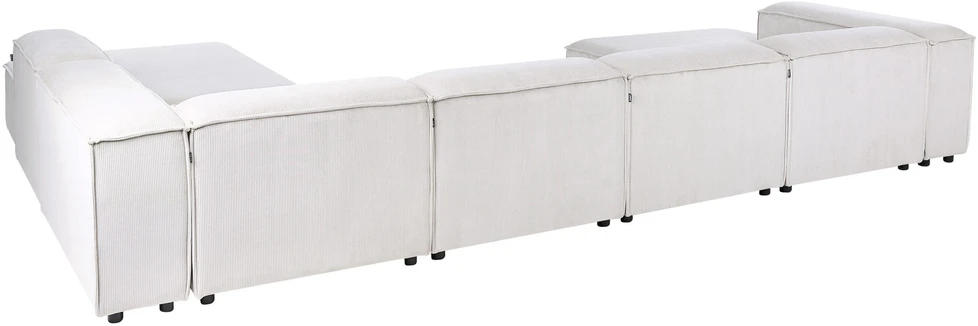 Beliani Modulinė kampinė sofa 5 asmenims ARDAL kairinė, kreminės spalvos velvetinė