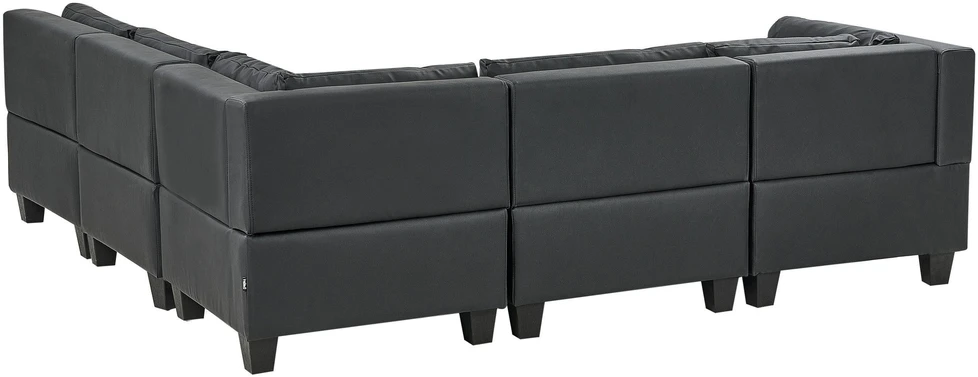 Beliani Modulinė kampinė sofa 5 asmenims UNSTAD kairinė, juoda, eko oda