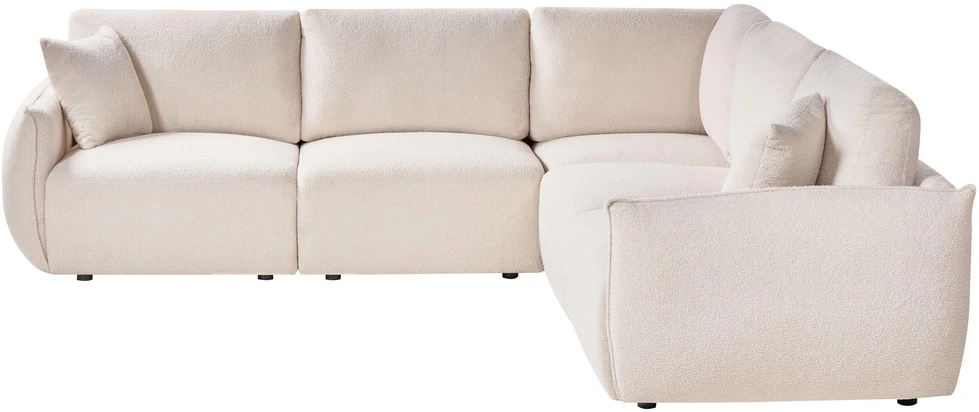 Beliani Modulinė kampinė sofa 5 asmenims MESNALI, buklė, balkšva, kairinė
