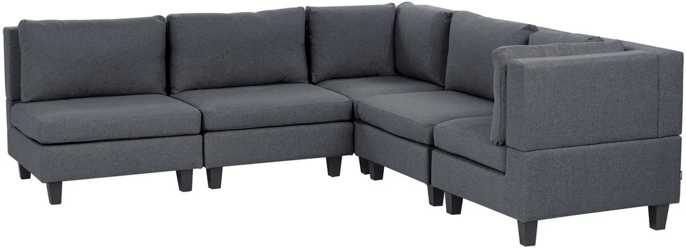 Beliani Modulinė kampinė sofa 5 asmenims UNSTAD kairinė tamsiai pilka