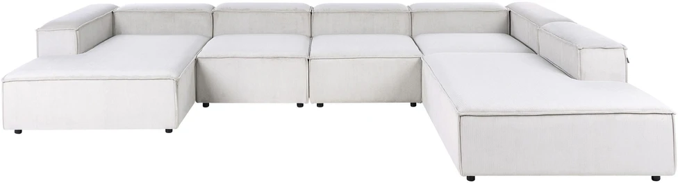 Beliani Modulinė kampinė sofa 5 asmenims ARDAL kairinė, kreminės spalvos velvetinė