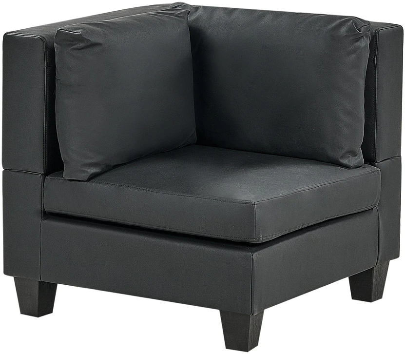 Beliani Modulinė kampinė sofa 5 asmenims UNSTAD, ekologiška oda, juoda, dešininė