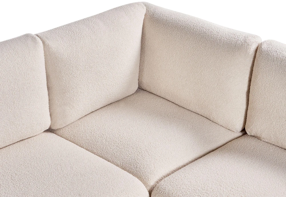 Beliani Modulinė kampinė sofa 5 asmenims MESNALI, buklė, balkšva, kairinė