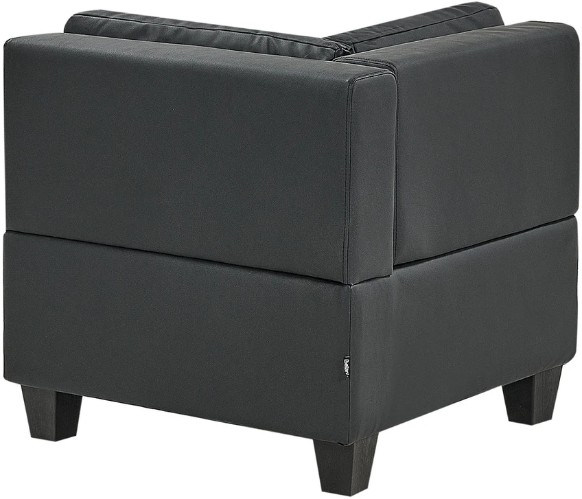 Beliani Modulinė kampinė sofa 5 asmenims UNSTAD, ekologiška oda, juoda, dešininė