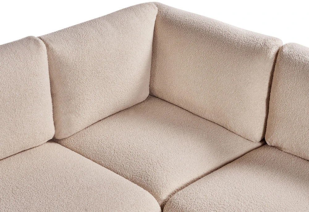Beliani Modulinė kampinė sofa 5 asmenims MESNALI, buklė, smėlio spalvos, dešininė