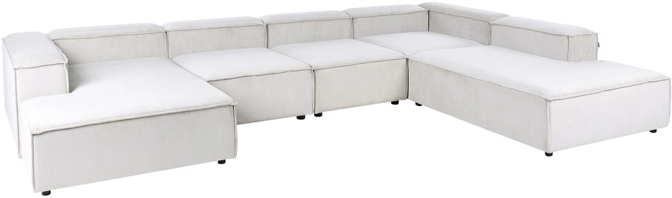 Beliani Modulinė kampinė sofa 5 asmenims ARDAL kairinė, kreminės spalvos velvetinė