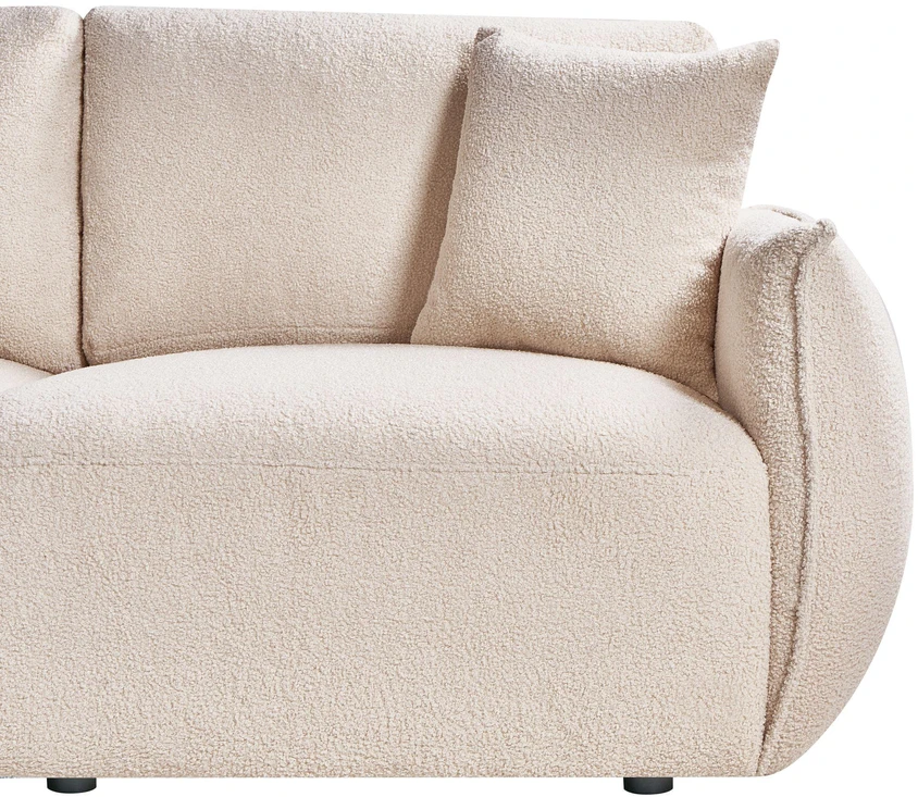 Beliani Modulinė kampinė sofa 5 asmenims MESNALI, buklė, smėlio spalvos, dešininė