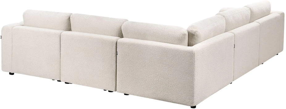 Beliani Modulinė kampinė sofa 5 asmenims KIVVIK, bouclé, kreminė balta, dešininė