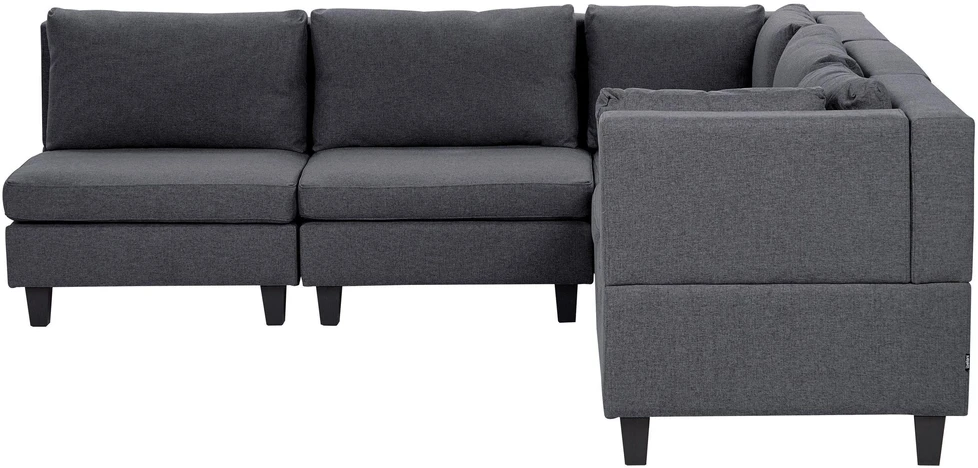 Beliani Modulinė kampinė sofa 5 asmenims UNSTAD kairinė tamsiai pilka