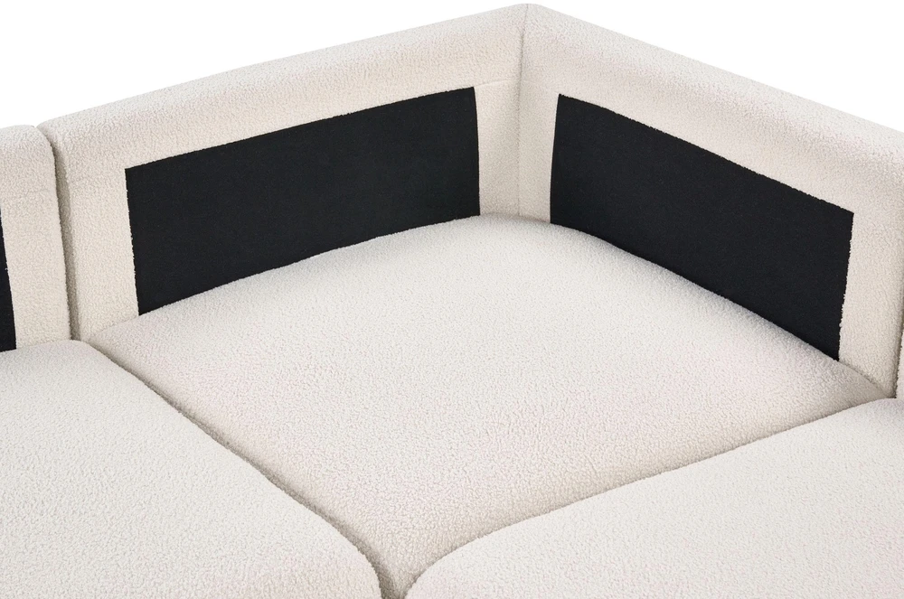 Beliani Modulinė kampinė sofa 5 vietų KIVVIK, bouclé, lūžinė balta, kairinė