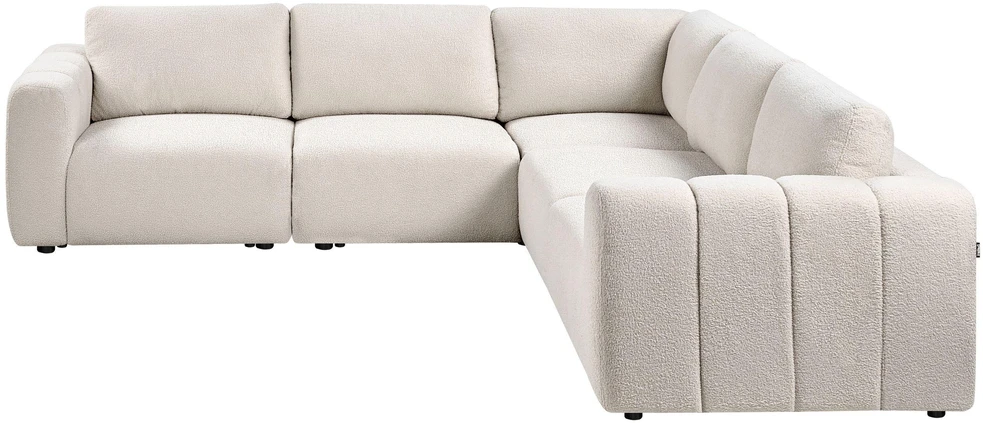 Beliani Modulinė kampinė sofa 5 vietų KIVVIK, bouclé, lūžinė balta, kairinė