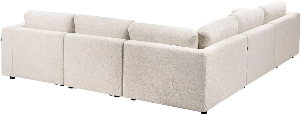 Beliani Modulinė kampinė sofa 5 žmonėms „KIVVIK“ su pufu, „Bouclé“, balkšva, dešininė