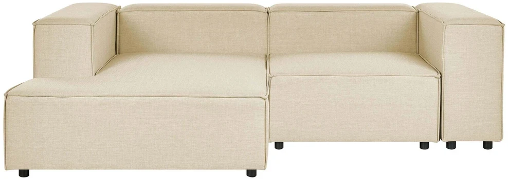 Beliani Modulinė kampinė sofa APRICA, sintetinis linas, smėlio spalvos, dešininė