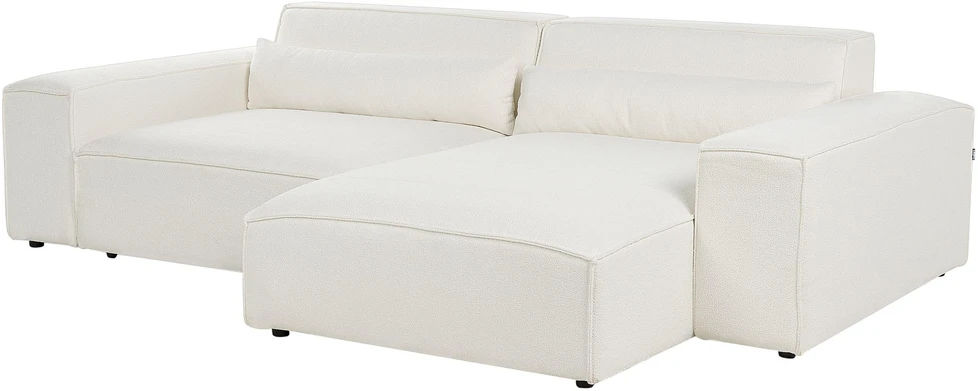 Beliani Modulinė kampinė sofa HELLNAR, 3 vietų, kairinė, kreminė balta, Boucle