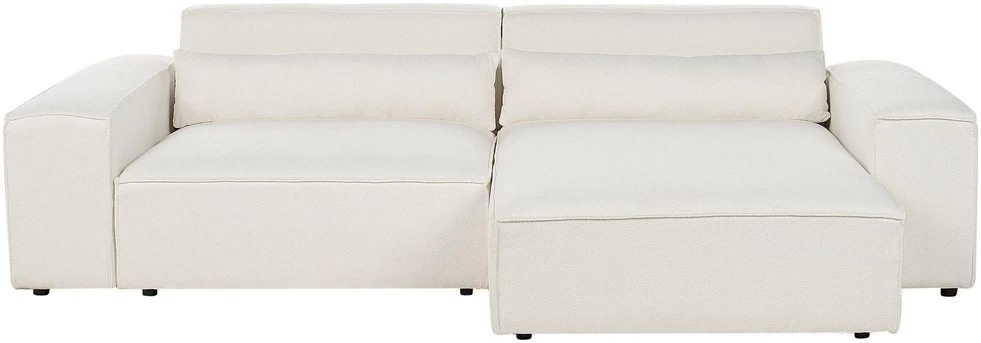 Beliani Modulinė kampinė sofa HELLNAR, 3 vietų, kairinė, kreminė balta, Boucle