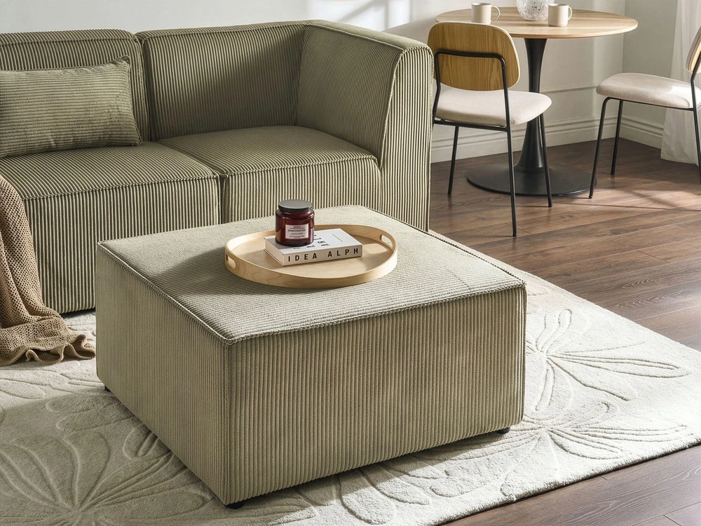 Beliani Modulinė kampinė sofa LEMVIG 4 asmenims, kairinė, žalias velvetas su otomane